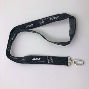 Boeing 737 Black Woven Neck Lanyard 18 inches with Snap Hook